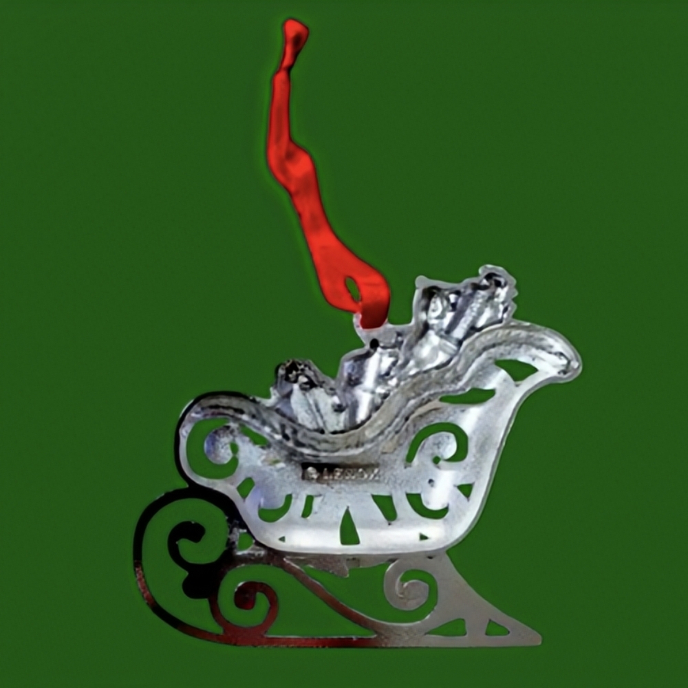 NEW Lenox Sparkle And Scroll Silver Sleigh Ornament with Multi-Colored Crystals - Picture 3 of 5